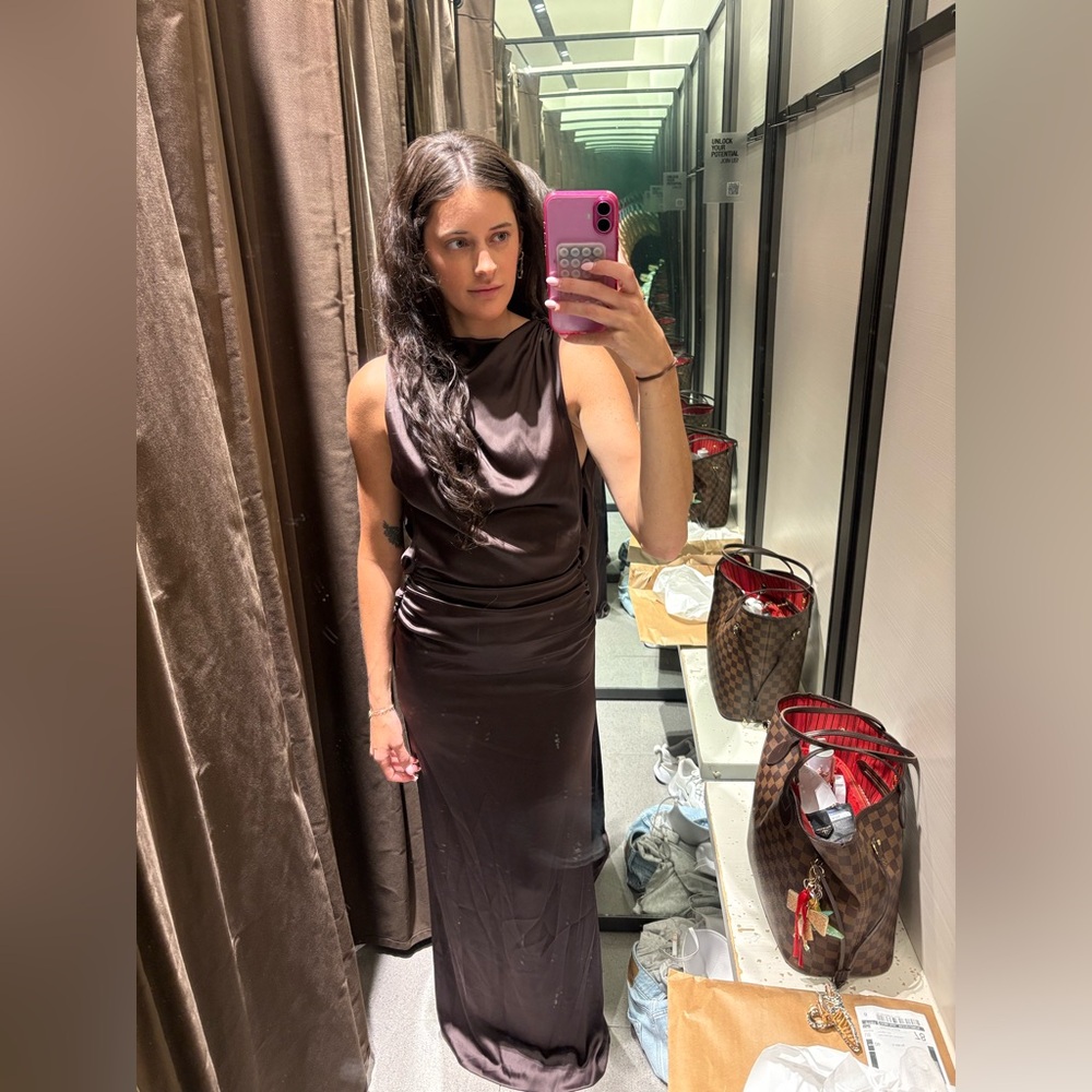 Zara Open-Back Satin Long Dress